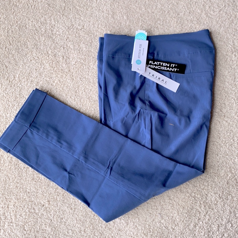 Denim colored stretchy slacks NWT